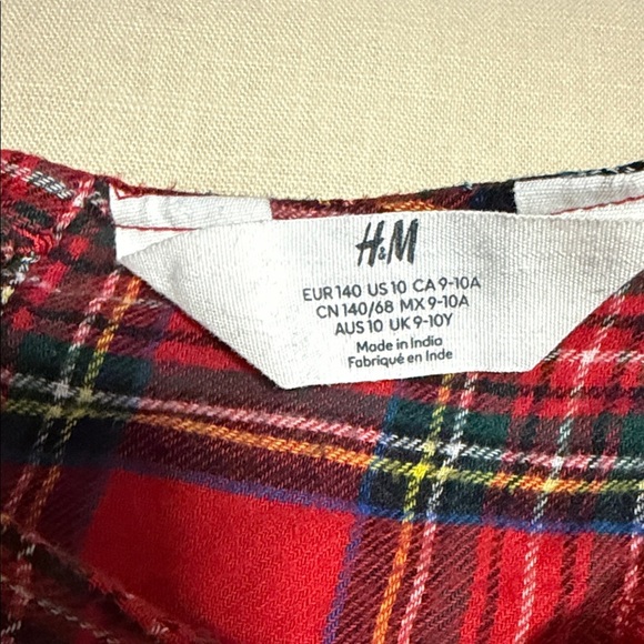 H&M Red Plaid Flannel Girls Dress with Ruffle Collar. Size 9/10. - Picture 8 of 10